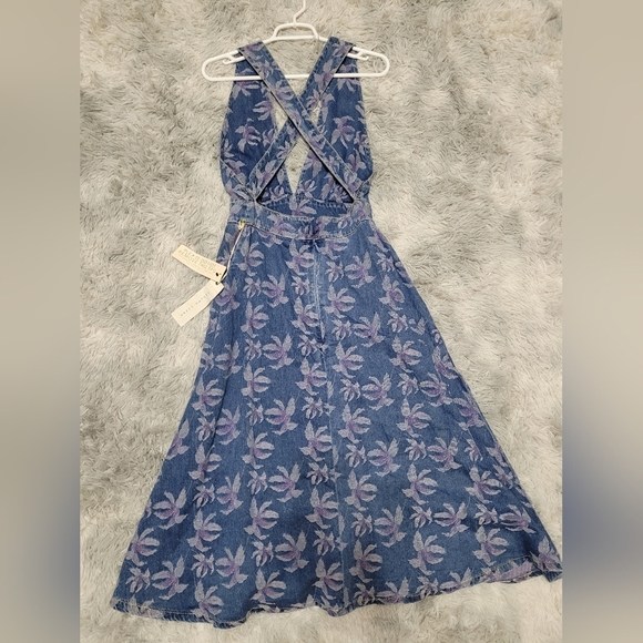Happy x Nature by Kate Hudson Floral Washed Denim Sleeveless Dress, Size 4 - Picture 5 of 6